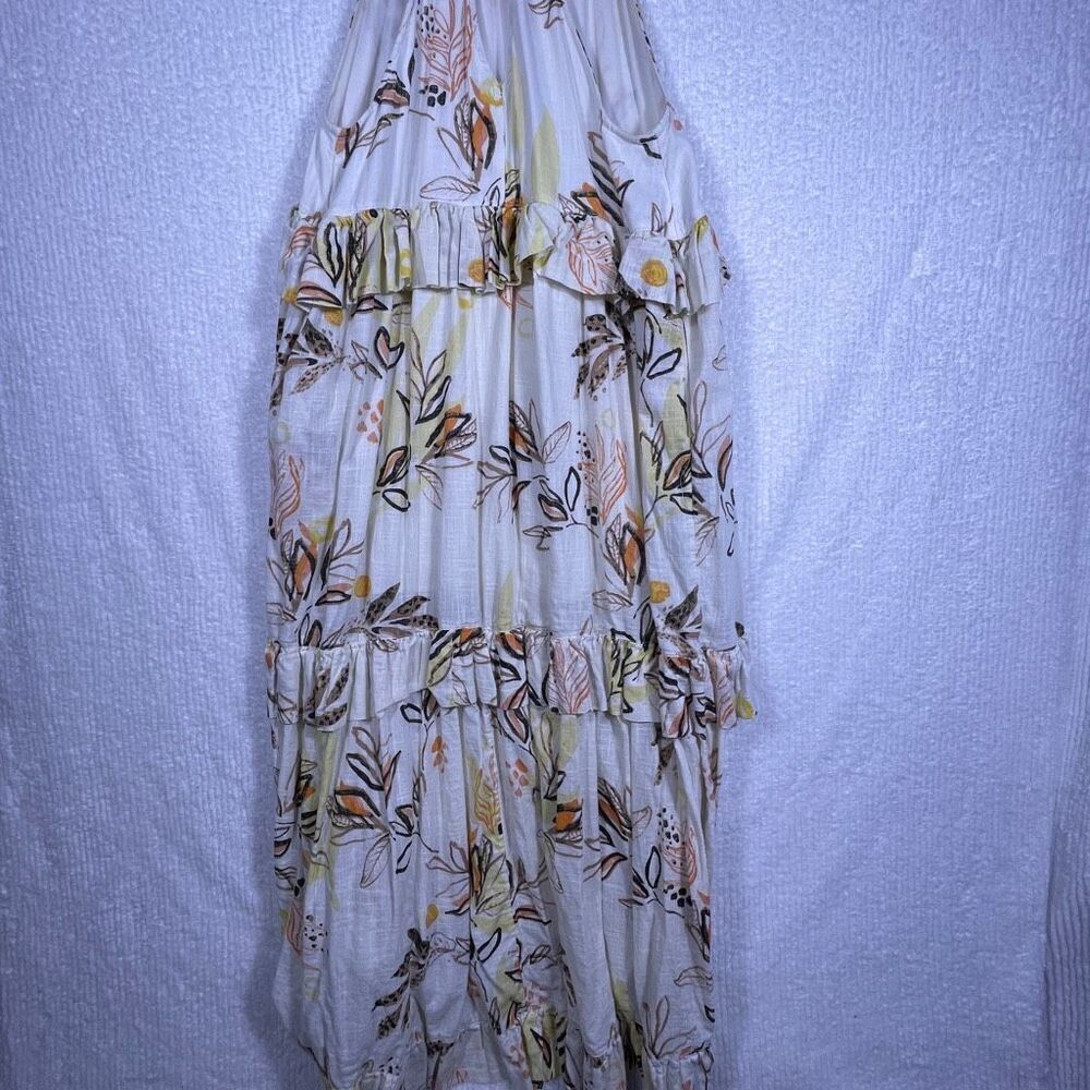 Free People Ivory Combo Floral Ruffle Tiered Halter Anita Maxi Dress Medium - Picture 6 of 10